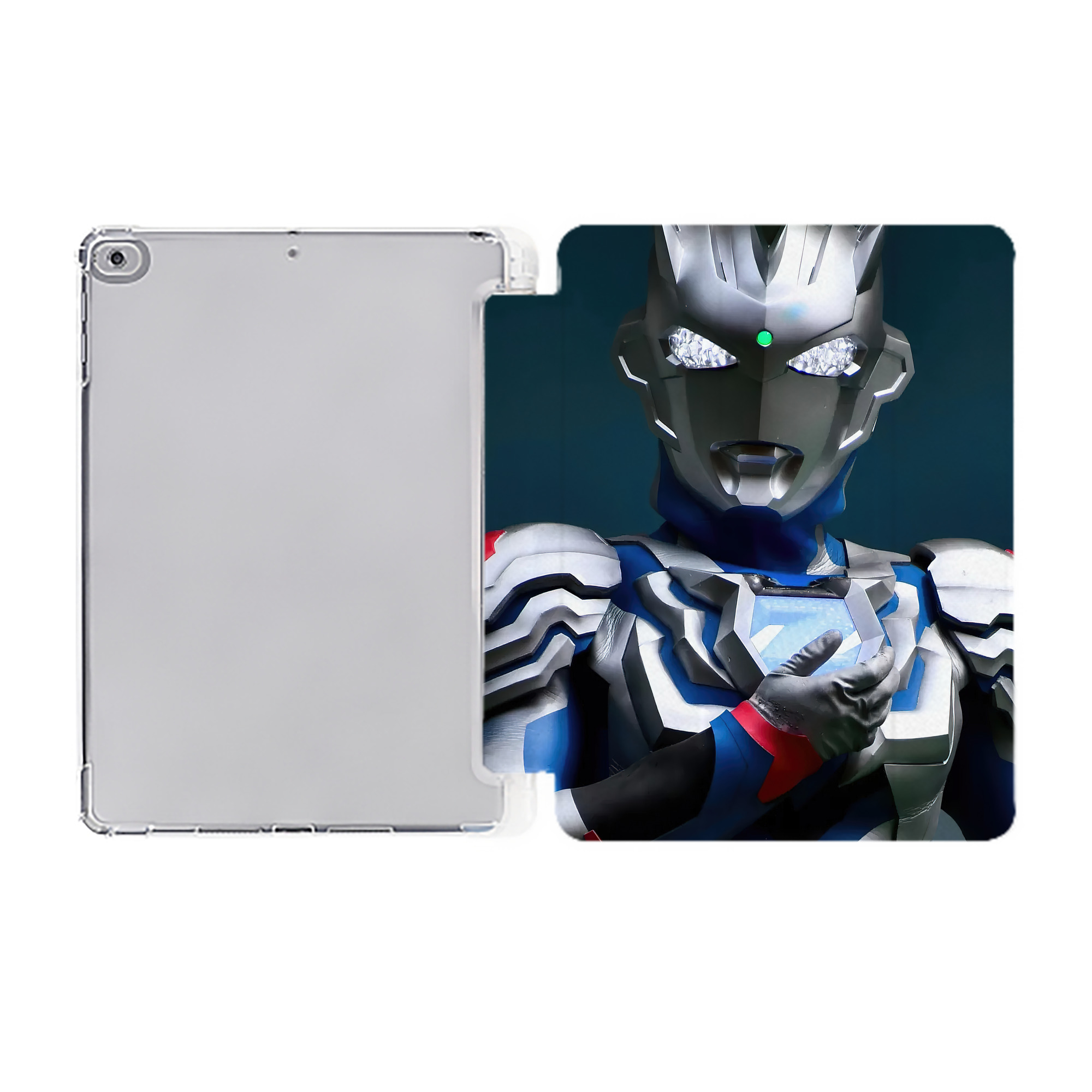 （画像用） ウルトラマン Ultraman IPad ケース ペン収納付き 三つ折りスタンド PUレザー×シリコン 対応機種9.5/10.5/10.9インチ